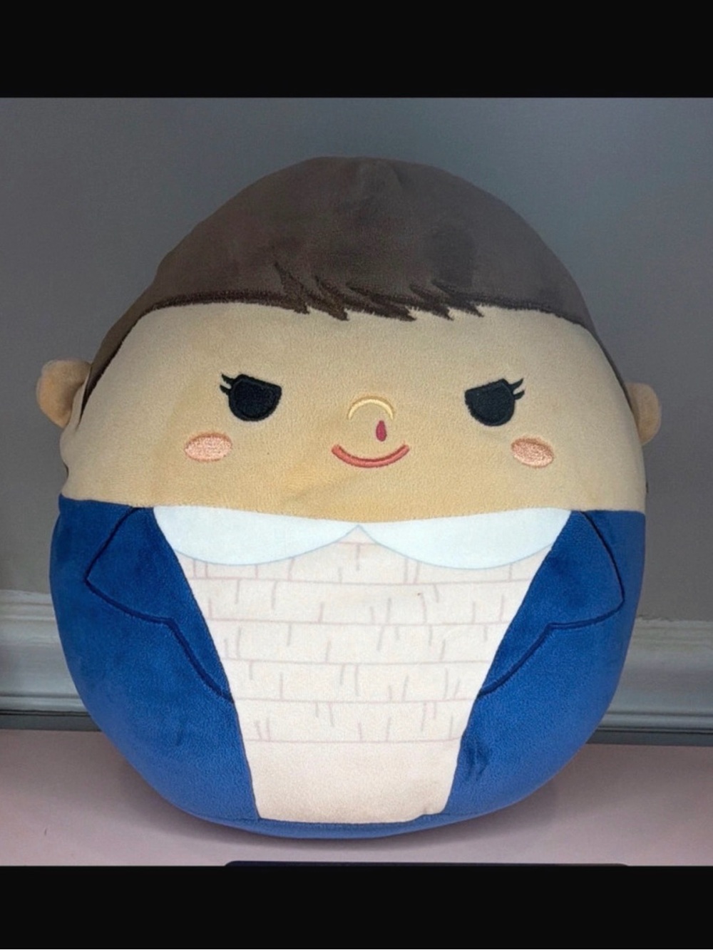 Squishmallow Plush Doll Pillow - Blue Jacket, Brown Hair